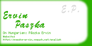 ervin paszka business card